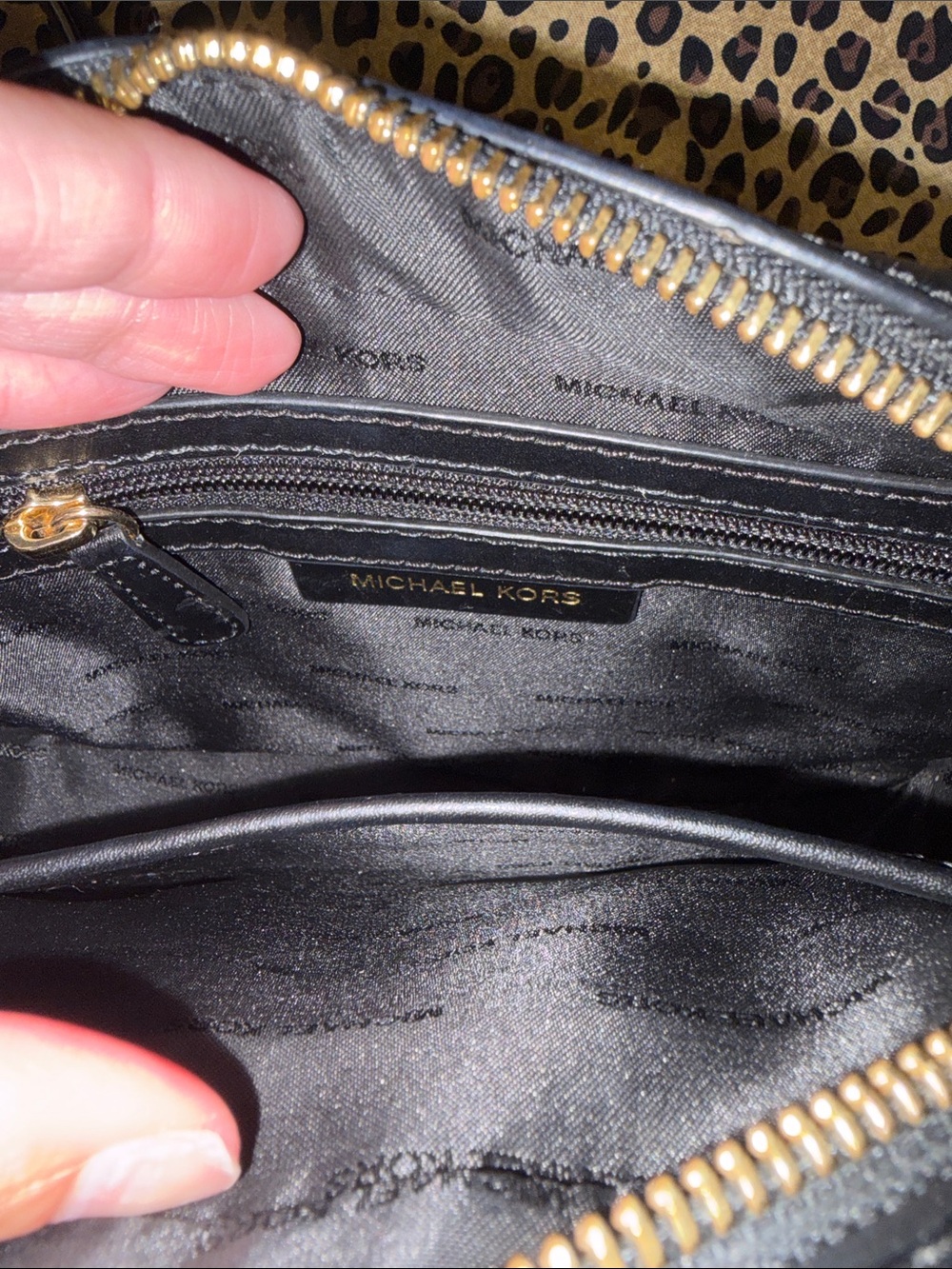 Michael Kors Black Leather 'LOVE' Studded Crossbody Bag with Gold Accents - Picture 2 of 13